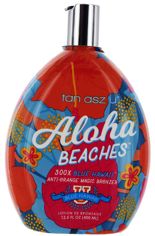 Aloha Beaches Tanning Lotion with 300X Blue Hawaii Anti-Orange Magic Bronzer by Tan Asz U - Lotion Source