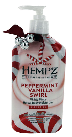 Hempz Peppermint Vanila Swirl Mighty Minty Herbal Body Moisturizer. Holiday Edition 17 fl oz - Lotion Source
